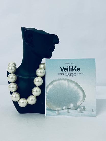 VeiliKe Statement Pearl Necklace - Large Simulated Pearl Choker for Elegant Vintage Glam