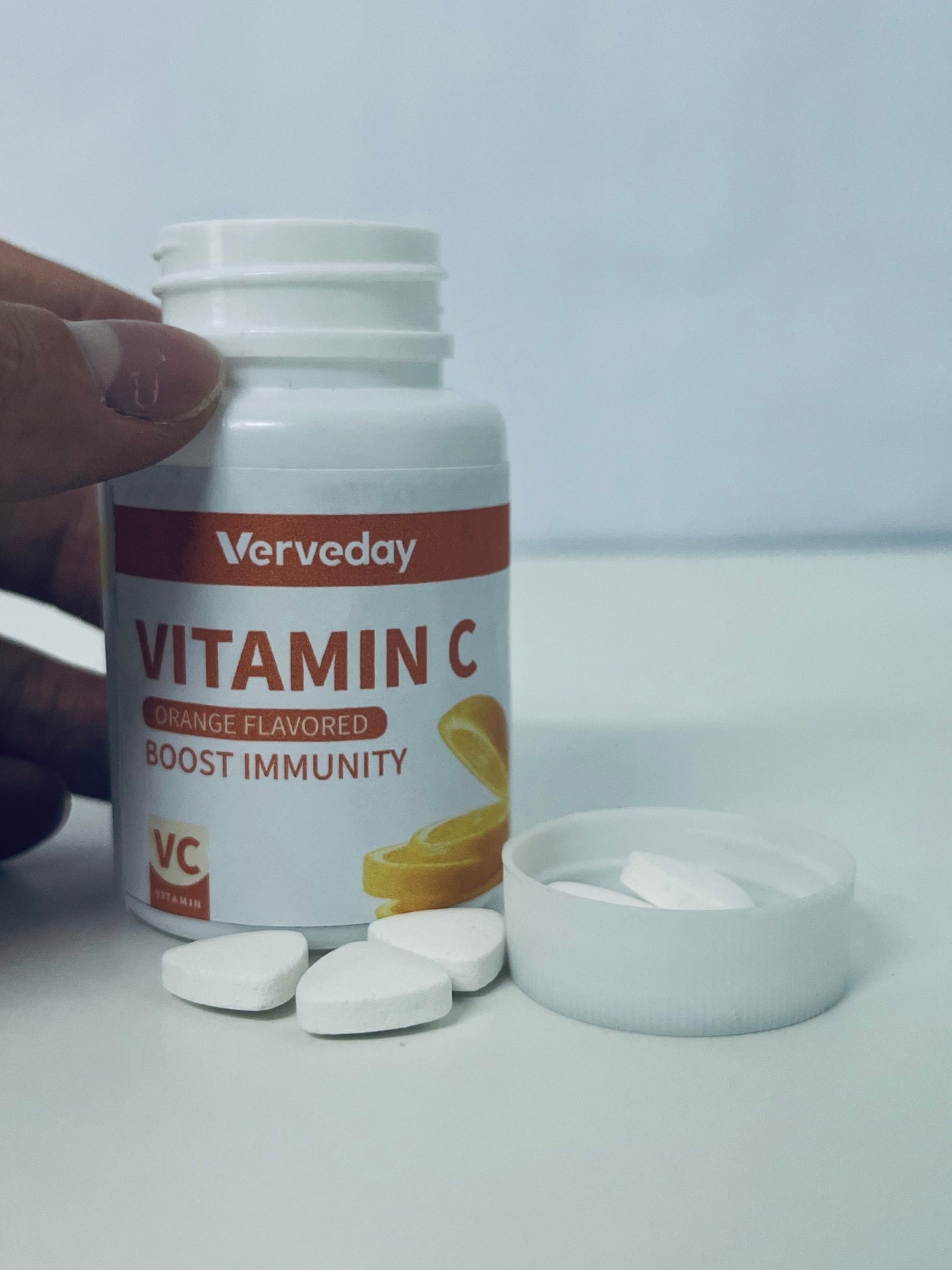 Verveday Orange-Flavored Vitamin C Tablets: Daily Light Nutritional Supply for Immunity Boost