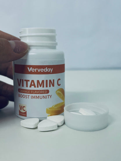 Verveday Orange-Flavored Vitamin C Tablets: Daily Light Nutritional Supply for Immunity Boost