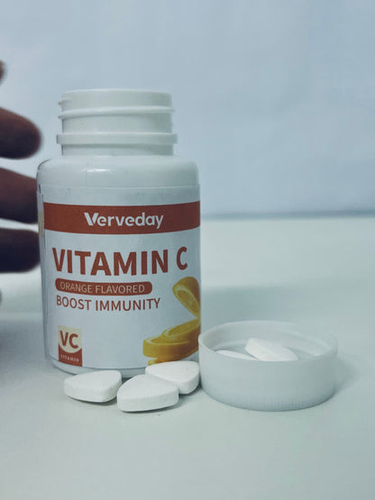 Verveday Orange-Flavored Vitamin C Tablets: Daily Light Nutritional Supply for Immunity Boost