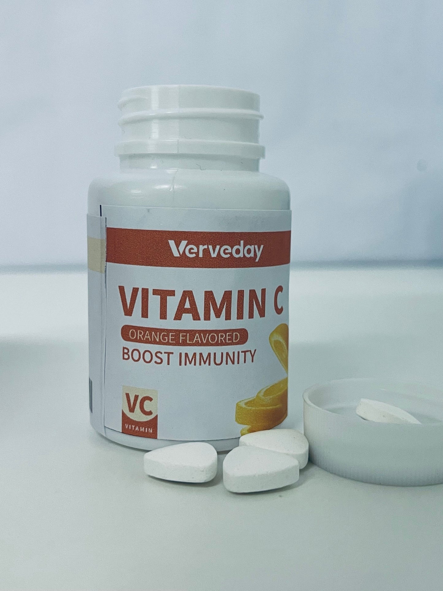 Verveday Orange-Flavored Vitamin C Tablets: Daily Light Nutritional Supply for Immunity Boost