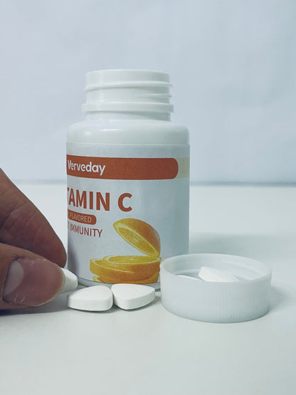 Verveday Orange-Flavored Vitamin C Tablets: Daily Light Nutritional Supply for Immunity Boost