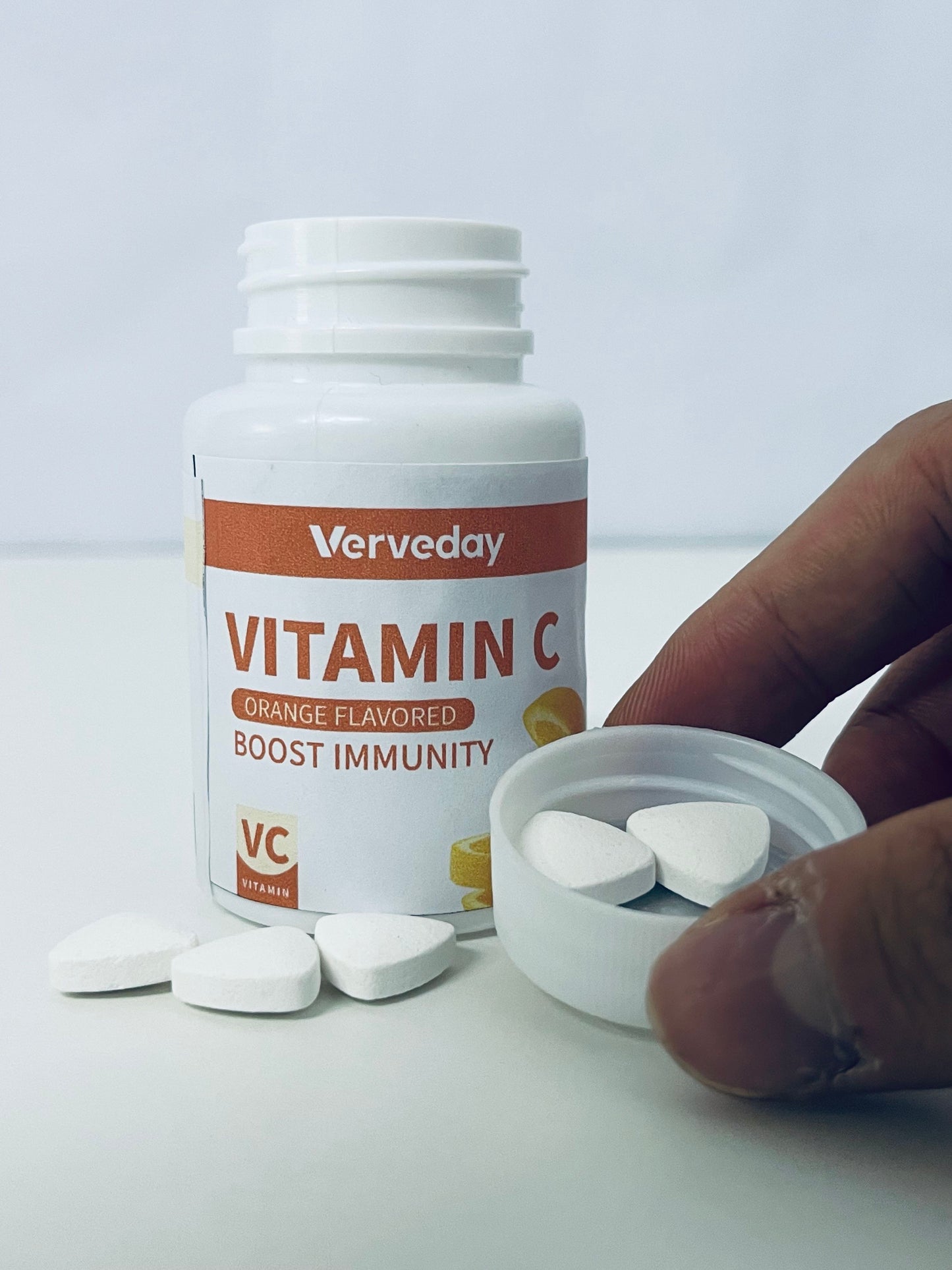 Verveday Orange-Flavored Vitamin C Tablets: Daily Light Nutritional Supply for Immunity Boost
