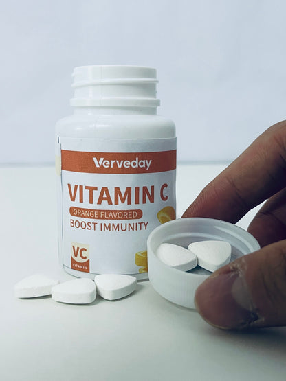 Verveday Orange-Flavored Vitamin C Tablets: Daily Light Nutritional Supply for Immunity Boost