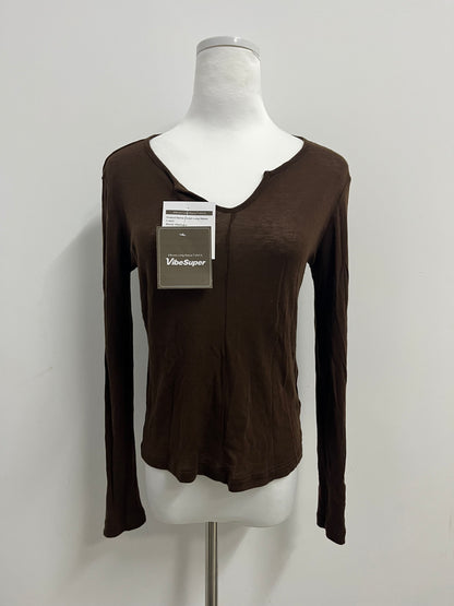 VibeSuper Women V Neck Top Long Sleeve Cotton Knit T-Shirt Regular Fit Pullover Business Casual Comfortable