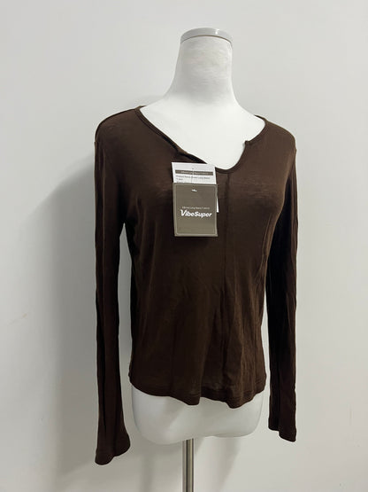VibeSuper Women V Neck Top Long Sleeve Cotton Knit T-Shirt Regular Fit Pullover Business Casual Comfortable