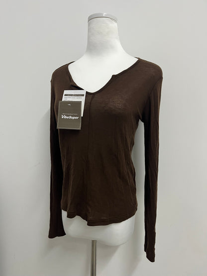 VibeSuper Women V Neck Top Long Sleeve Cotton Knit T-Shirt Regular Fit Pullover Business Casual Comfortable