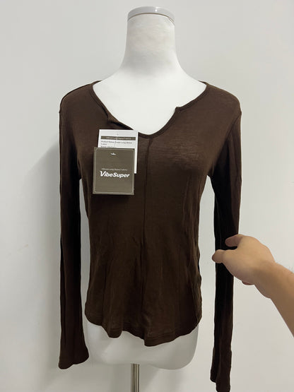 VibeSuper Women V Neck Top Long Sleeve Cotton Knit T-Shirt Regular Fit Pullover Business Casual Comfortable