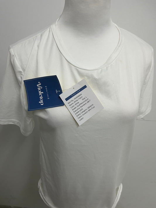Violetop White Crew Neck T-Shirt - Versatile Short-Sleeve Everyday Wear