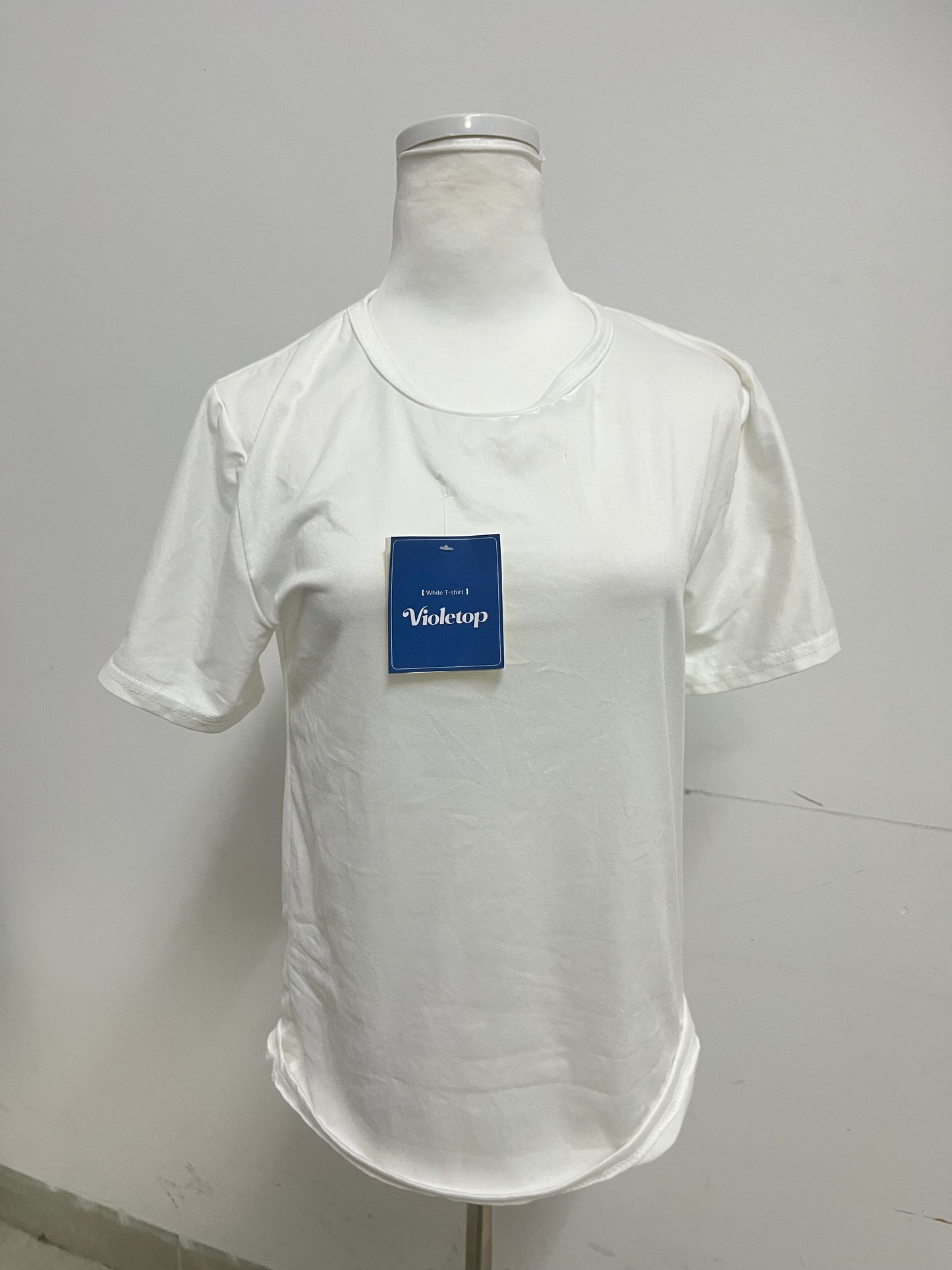 Violetop White Crew Neck T-Shirt - Versatile Short-Sleeve Everyday Wear