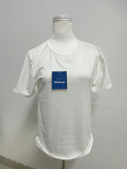 Violetop White Crew Neck T-Shirt - Versatile Short-Sleeve Everyday Wear