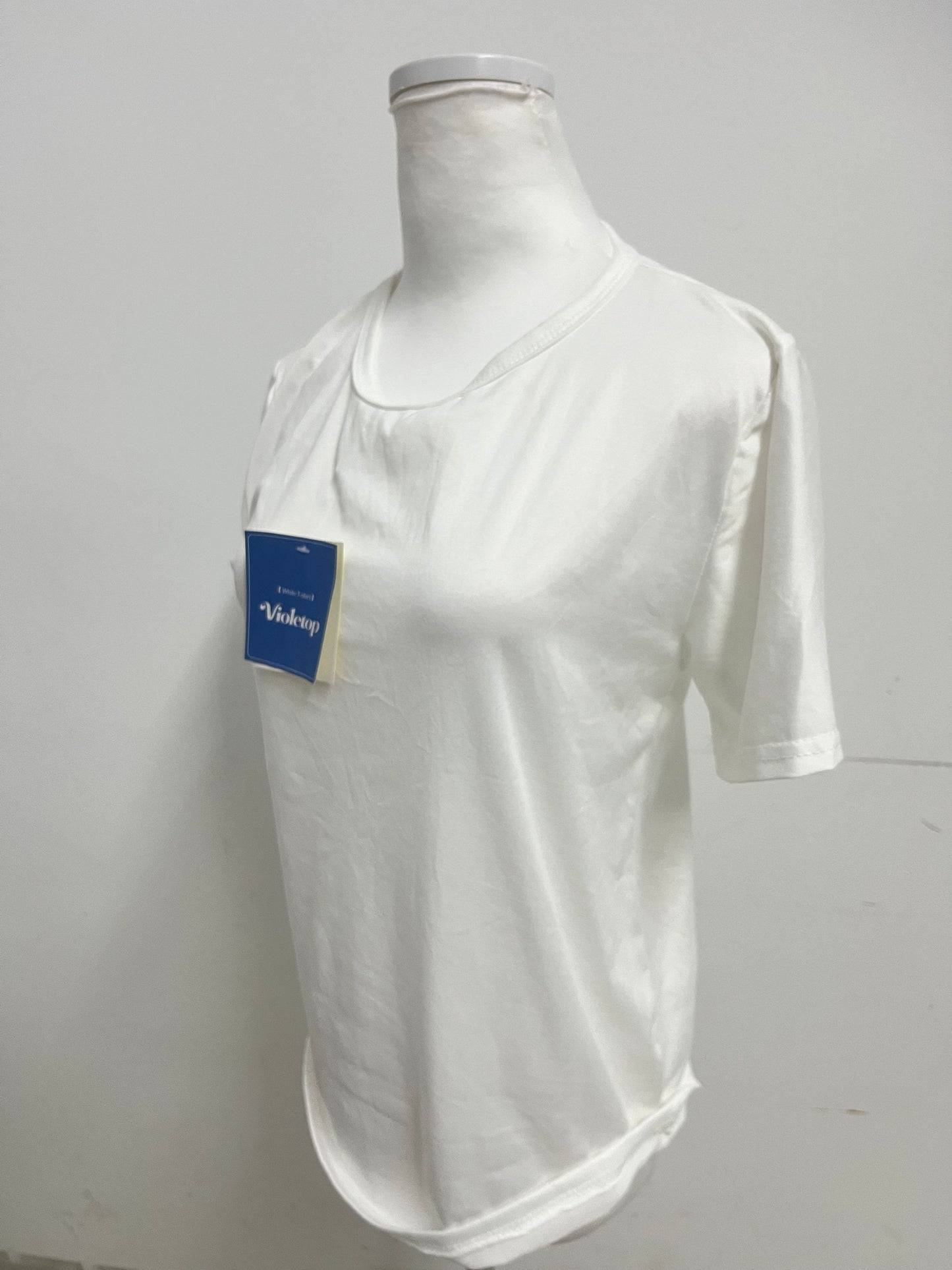Violetop White Crew Neck T-Shirt - Versatile Short-Sleeve Everyday Wear