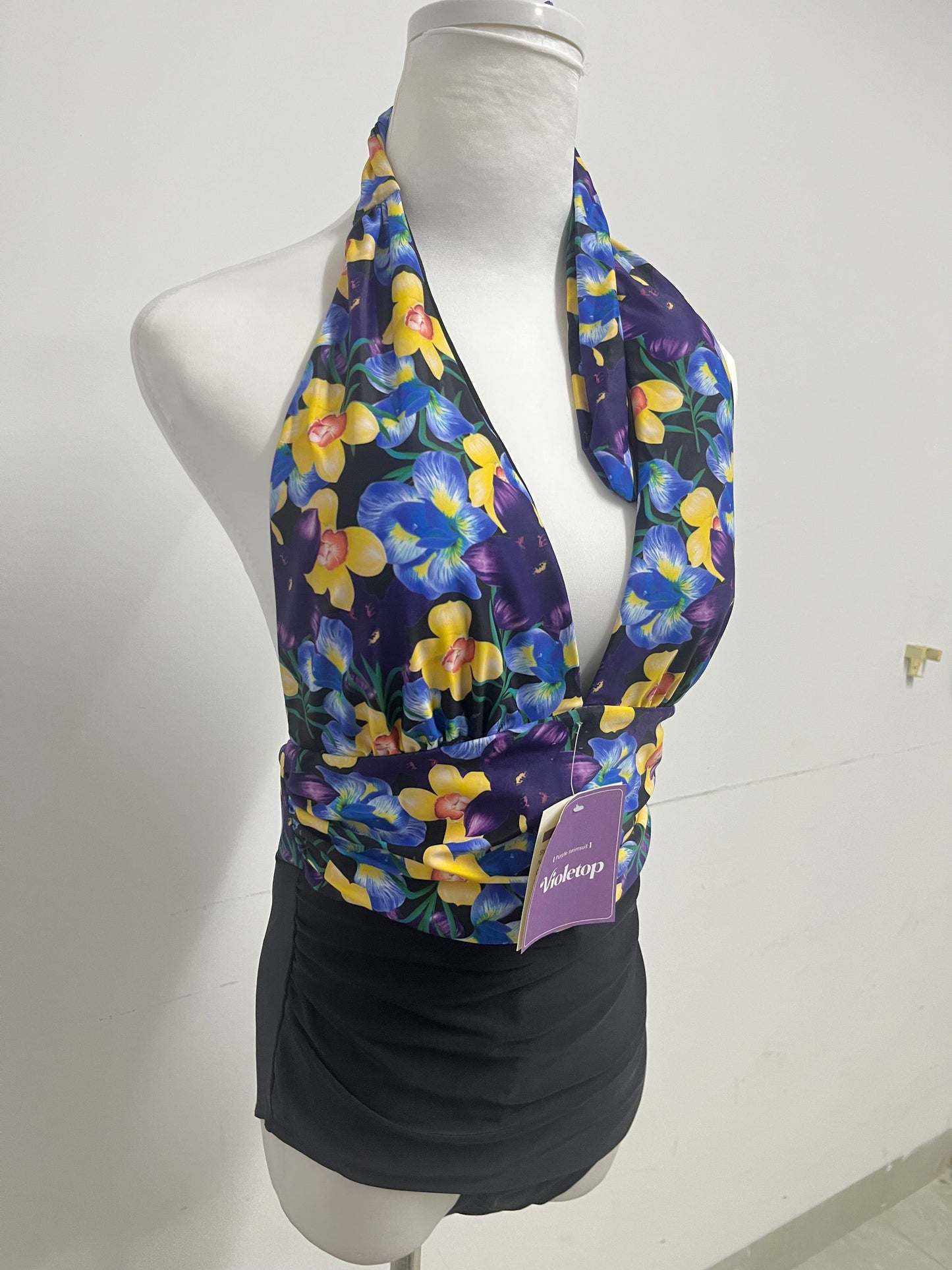 Violetop Swimsuits Floral Halter - Vibrant Print with Flattering Ruched Bottoms