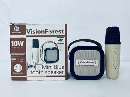 VisionForest Karaoke Machine for Kids Adults, Mini Portable Bluetooth Karaoke Speaker with Wireless Microphone and Light,Toys for All Smartphones,Birthday, Family,Home Party Beige