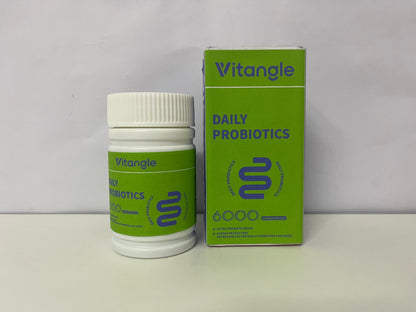 Vitangle Daily Probiotics: 6 Active Strains & 6000 Billion CFU — Daily Gut Balance Support Supplement