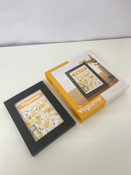 Voguever Matte Black Tabletop Picture Frame - Decorative Floral Accent Desktop Photo Frame for Home & Office