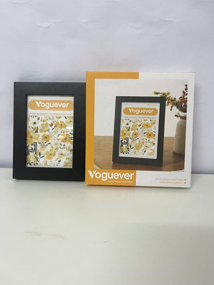 Voguever Matte Black Tabletop Picture Frame - Decorative Floral Accent Desktop Photo Frame for Home & Office