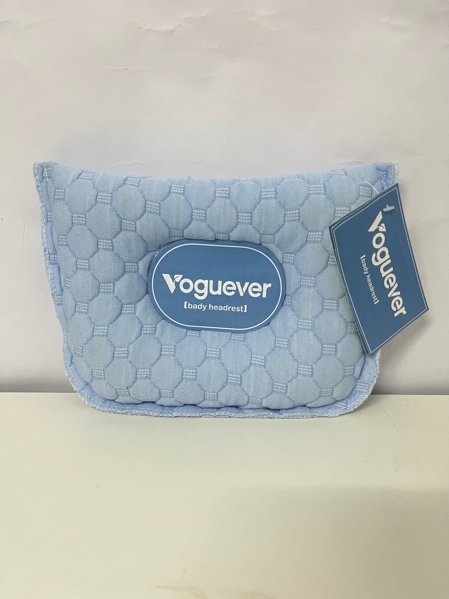 Voguever Baby Headrest Pillow - Light Blue Quilted Infant Neck Support Pillow for Crib, Stroller & Car Seat