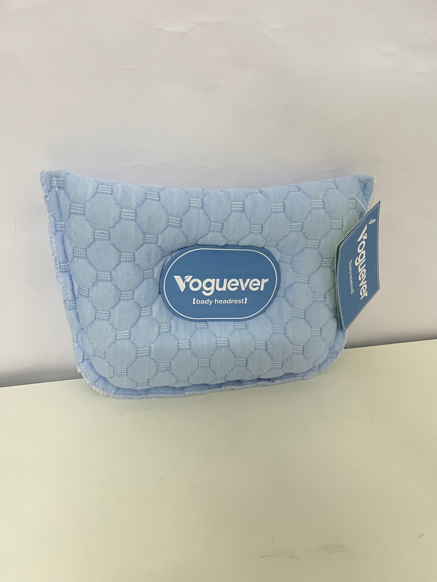 Voguever Baby Headrest Pillow - Light Blue Quilted Infant Neck Support Pillow for Crib, Stroller & Car Seat