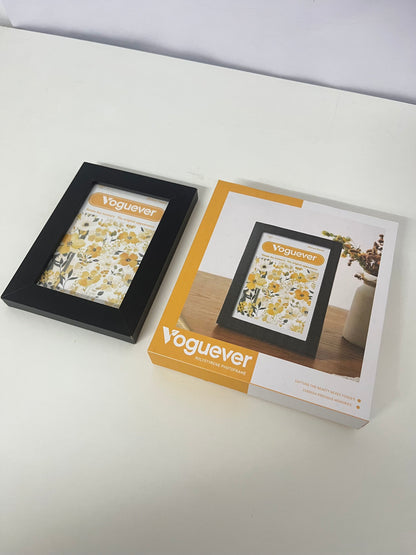 Voguever Matte Black Tabletop Picture Frame - Decorative Floral Accent Desktop Photo Frame for Home & Office