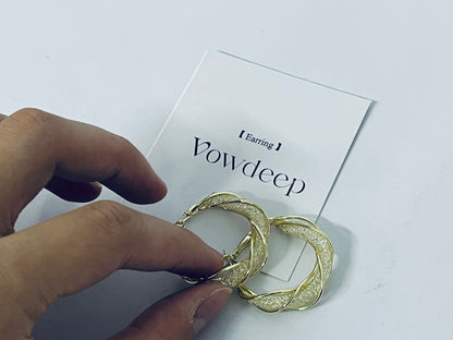 Vowdeep Twisted Shining Hoop Earrings shining and fashionable