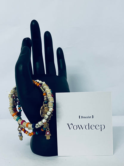 Vowdeep Bohemian Handmade Bracelet Set For Women Adjustable Rope Chain Bangle