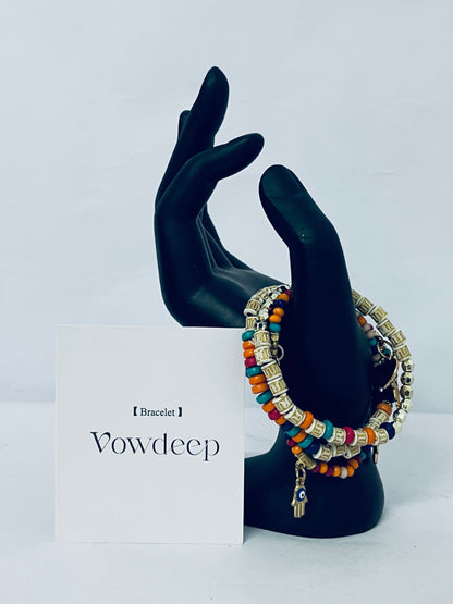 Vowdeep Bohemian Handmade Bracelet Set For Women Adjustable Rope Chain Bangle