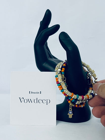 Vowdeep Bohemian Handmade Bracelet Set For Women Adjustable Rope Chain Bangle