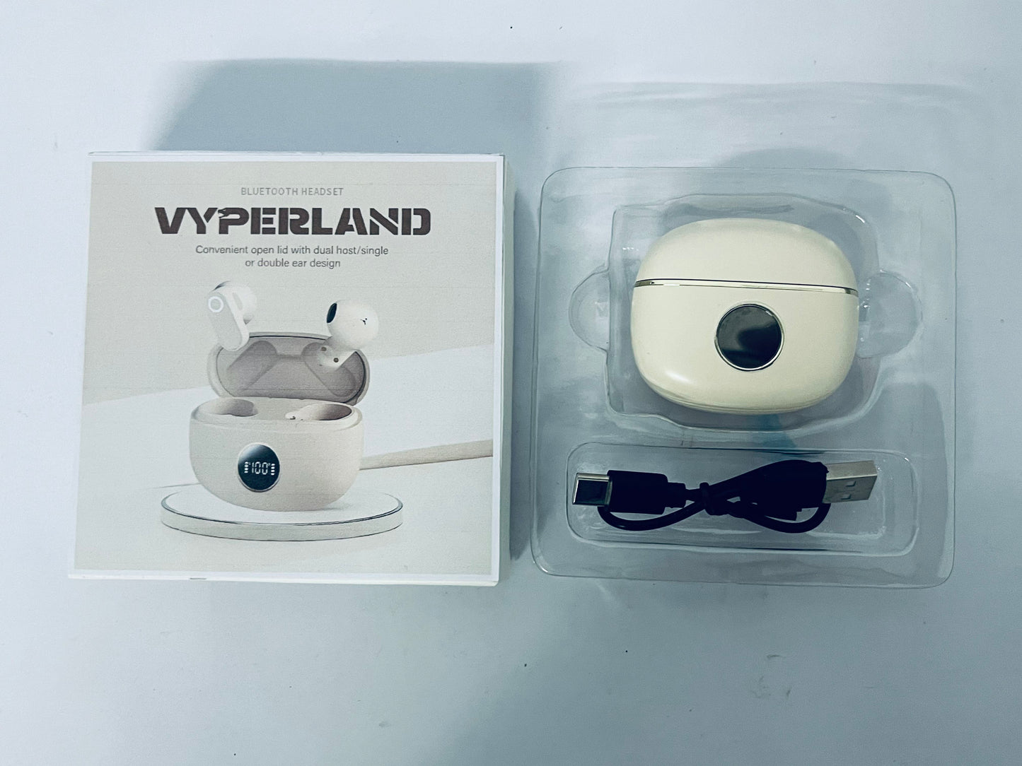 VYPERLAND Wireless Earbuds Bluetooth Headphones in Ear Buds with Stereo Deep Bass, 60H Bluetooth Ear Buds with Noise Cancelling Mics, Waterproofing Earphones Hands-Free Calls Dual LED Display