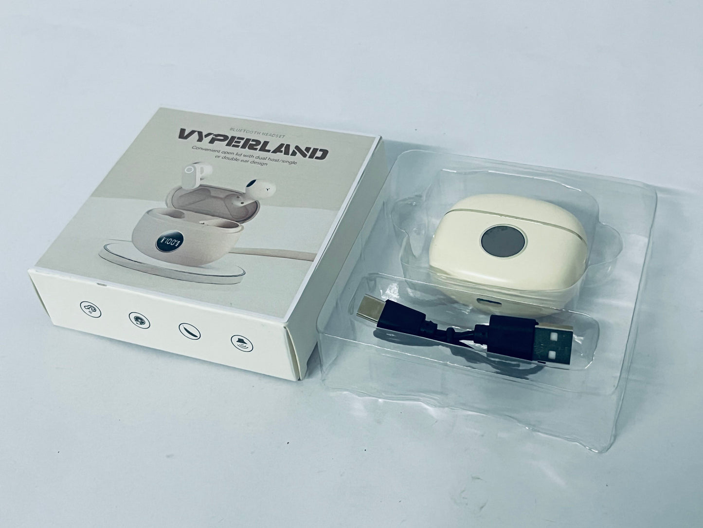 VYPERLAND Wireless Earbuds Bluetooth Headphones in Ear Buds with Stereo Deep Bass, 60H Bluetooth Ear Buds with Noise Cancelling Mics, Waterproofing Earphones Hands-Free Calls Dual LED Display