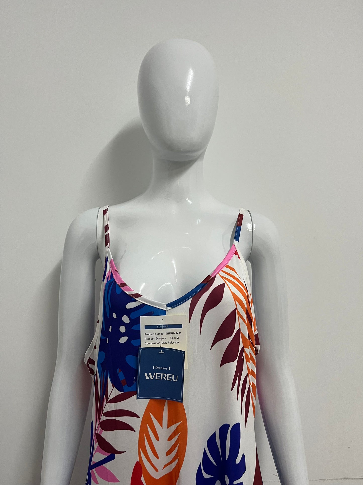 [WEREU Dresses]-Tropical Print Slip Dress - Vacation-Style Loose Casual Dress