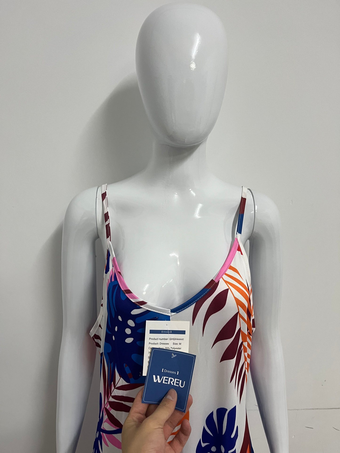 [WEREU Dresses]-Tropical Print Slip Dress - Vacation-Style Loose Casual Dress