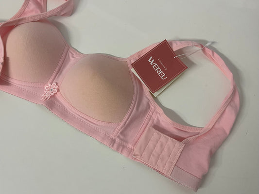 [WEREU Bras]-Pink Wireless Bra - Comfortable, Supportive & Breathable Lingerie