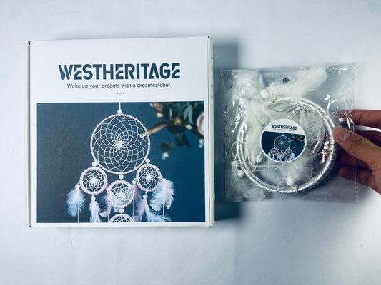 WESTHERITAGE White Ornaments made of textiles [not tree ornaments] Handmade Beaded Dreamcatcher for Car Kids Bed Room Wall Hanging Decoration