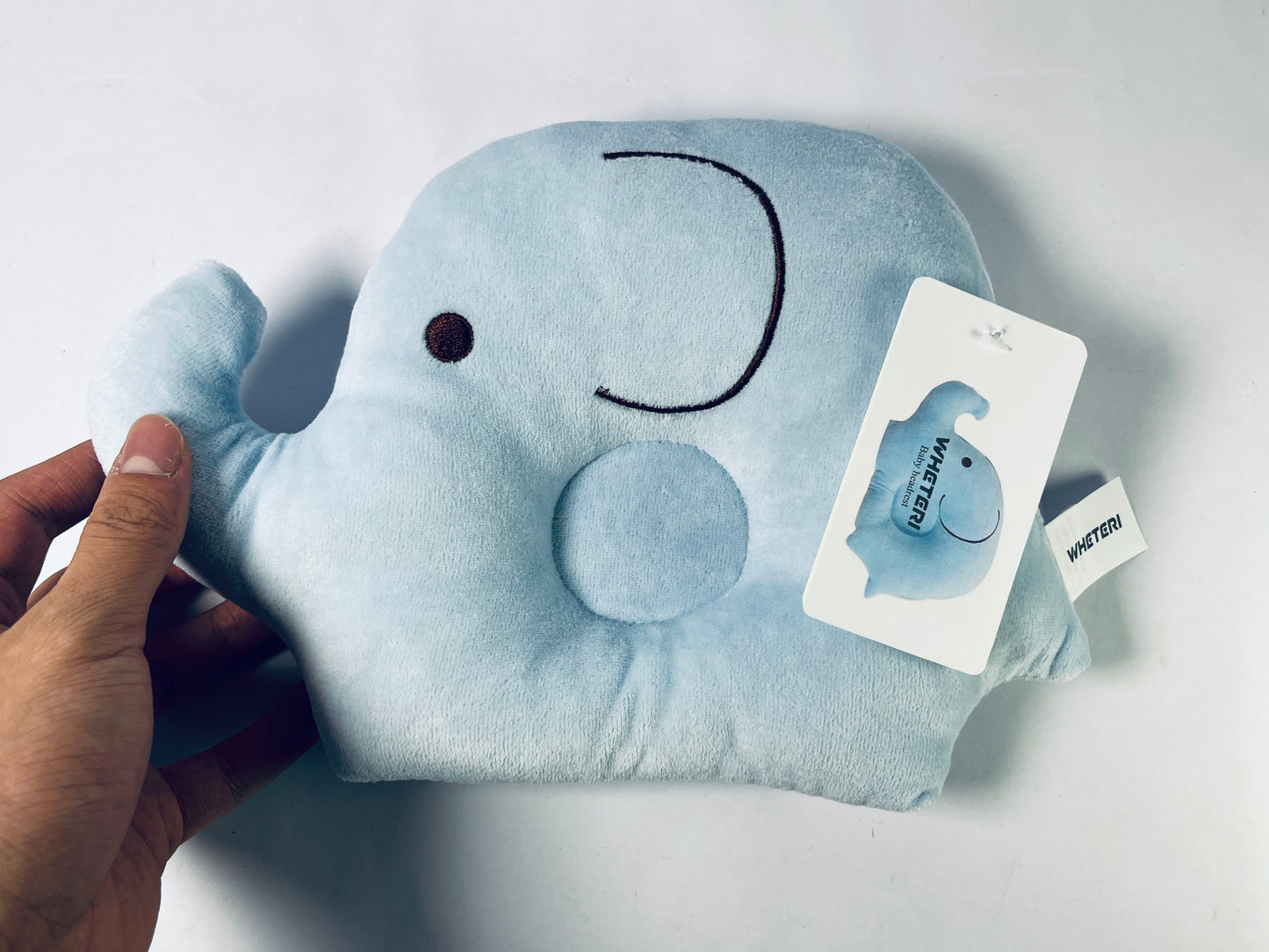 WHETERI Original Elephant Plush Flat Pillow,  Light Blue