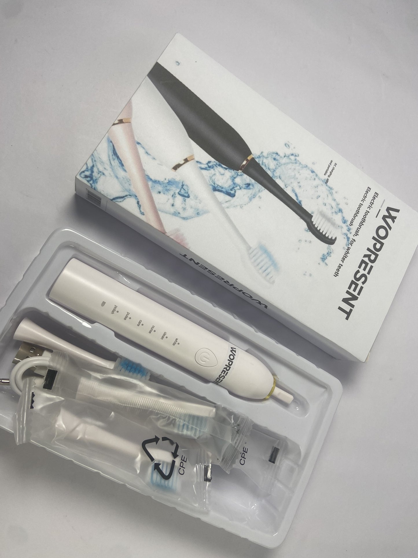 WOPRESENT Waterproof Sonic Electric Toothbrush for Adults - 6 Modes with Pressure Sensor, Smart Timer，Rechargeable Toothbrushes with 3 Brush Heads,Whitening & Sensitive Teeth Care,30 Days Long Battery Life