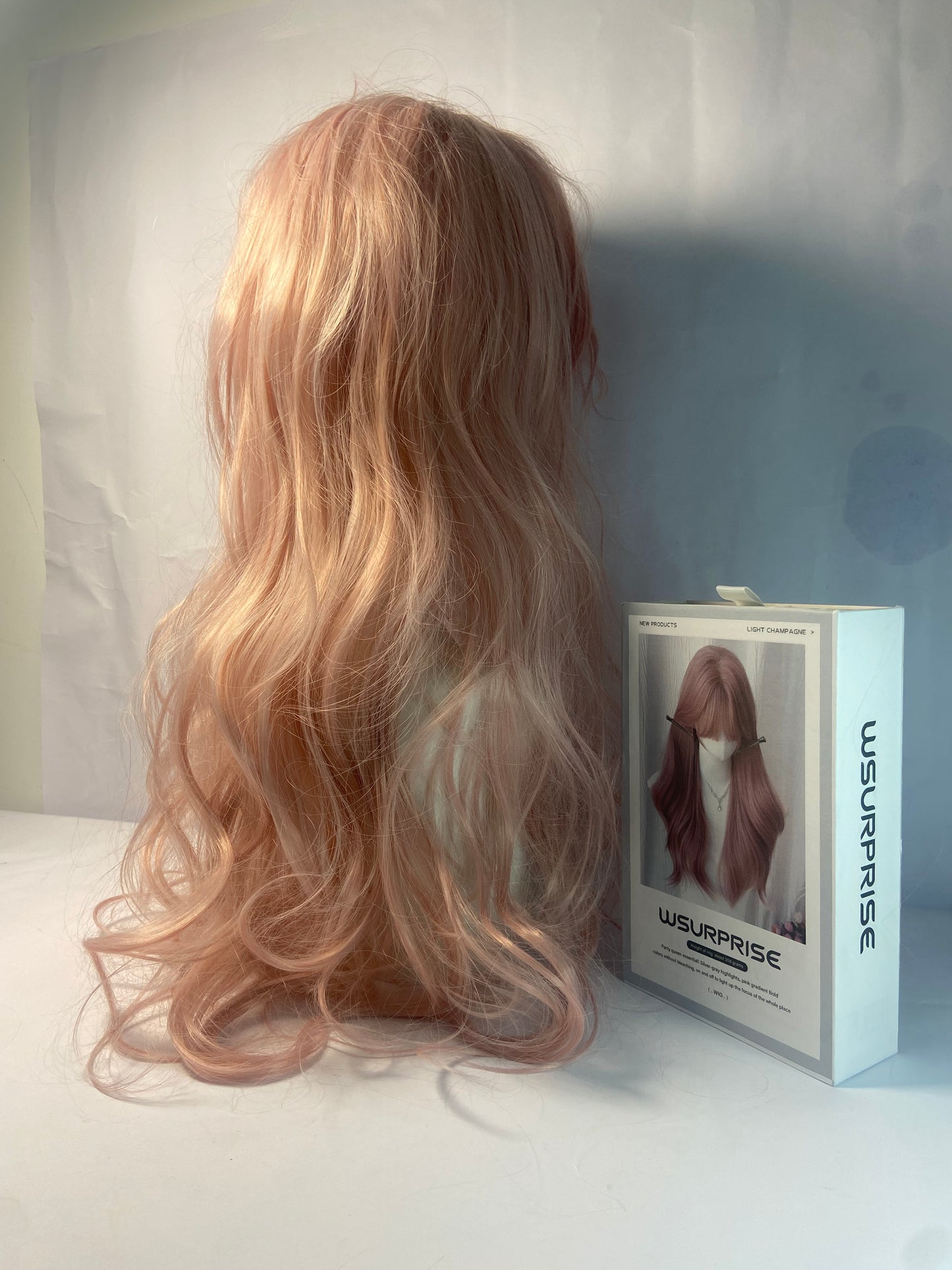 WSURPRISE 26 Inch 13×3 Ash Pink Wigs 180% Density Synthetic Lace Front Wigs  For Women
