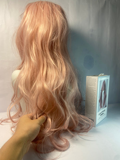 WSURPRISE 26 Inch 13×3 Ash Pink Wigs 180% Density Synthetic Lace Front Wigs  For Women