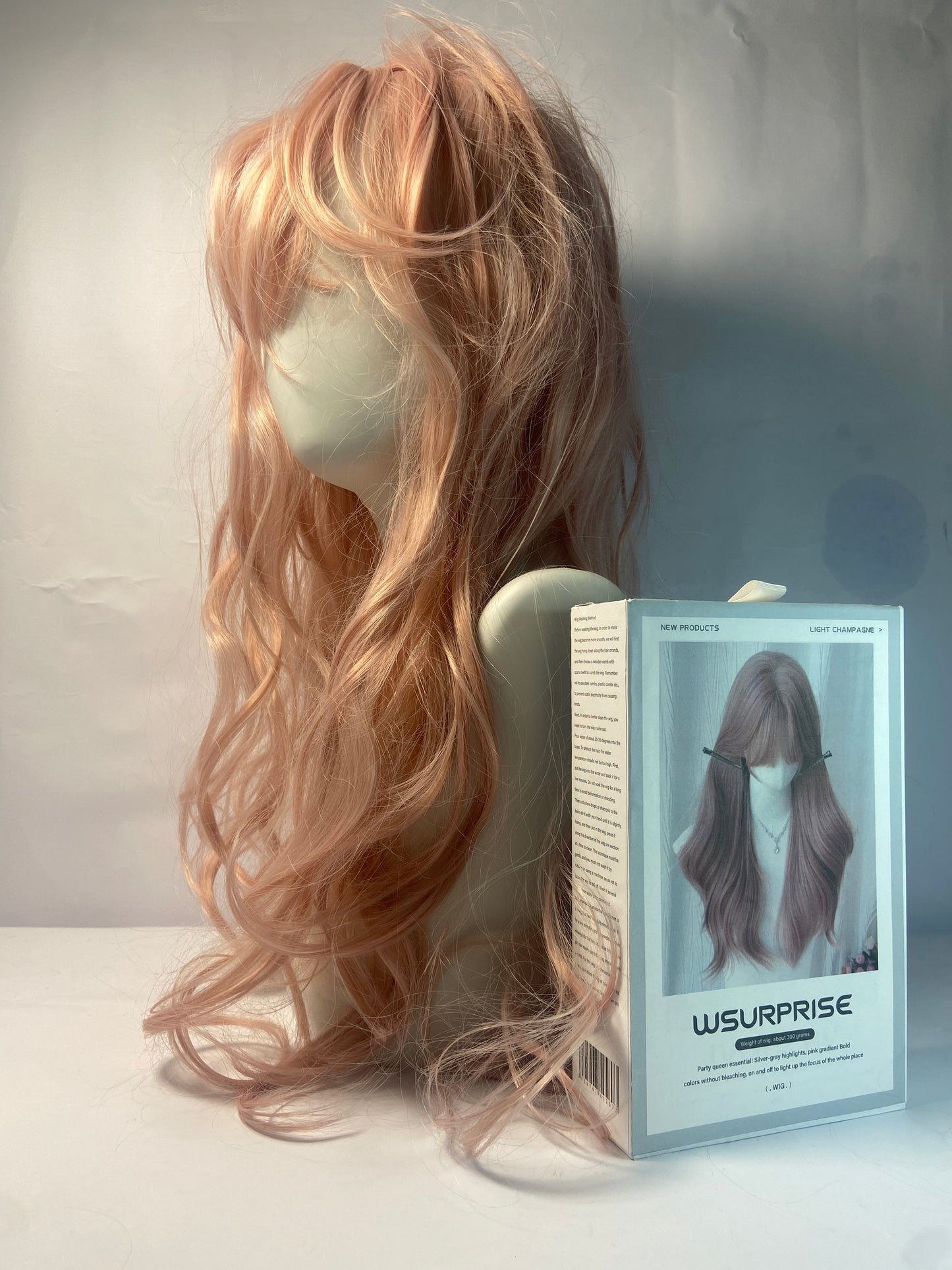 WSURPRISE 26 Inch 13×3 Ash Pink Wigs 180% Density Synthetic Lace Front Wigs  For Women