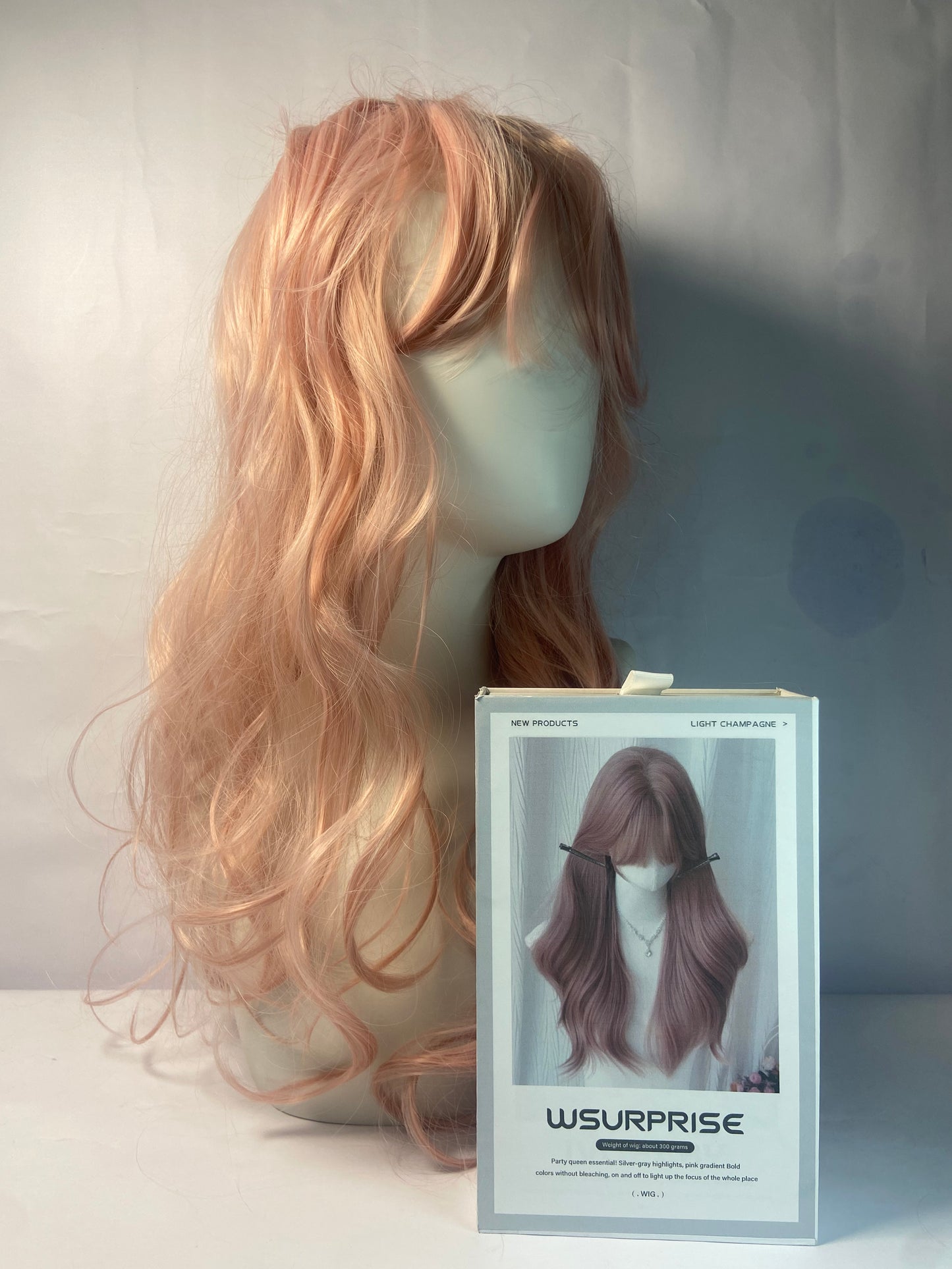 WSURPRISE 26 Inch 13×3 Ash Pink Wigs 180% Density Synthetic Lace Front Wigs  For Women
