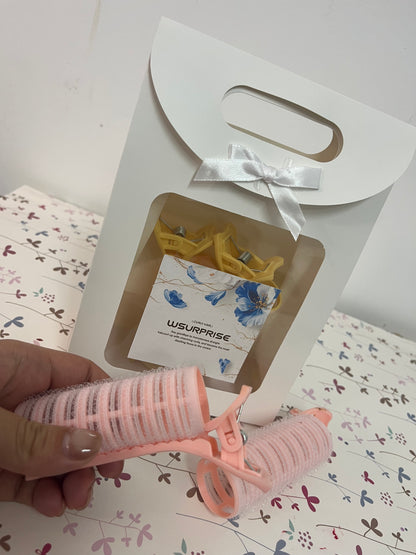 WSURPRISE Non-electric hair rollers Hair Styling Clips, No Crease Alligator Clips for Hair Styling, Root Clips for Curly Hair Volume, Volumizing Hair Clips, Styling Accessories for Women Girls (Pink A)