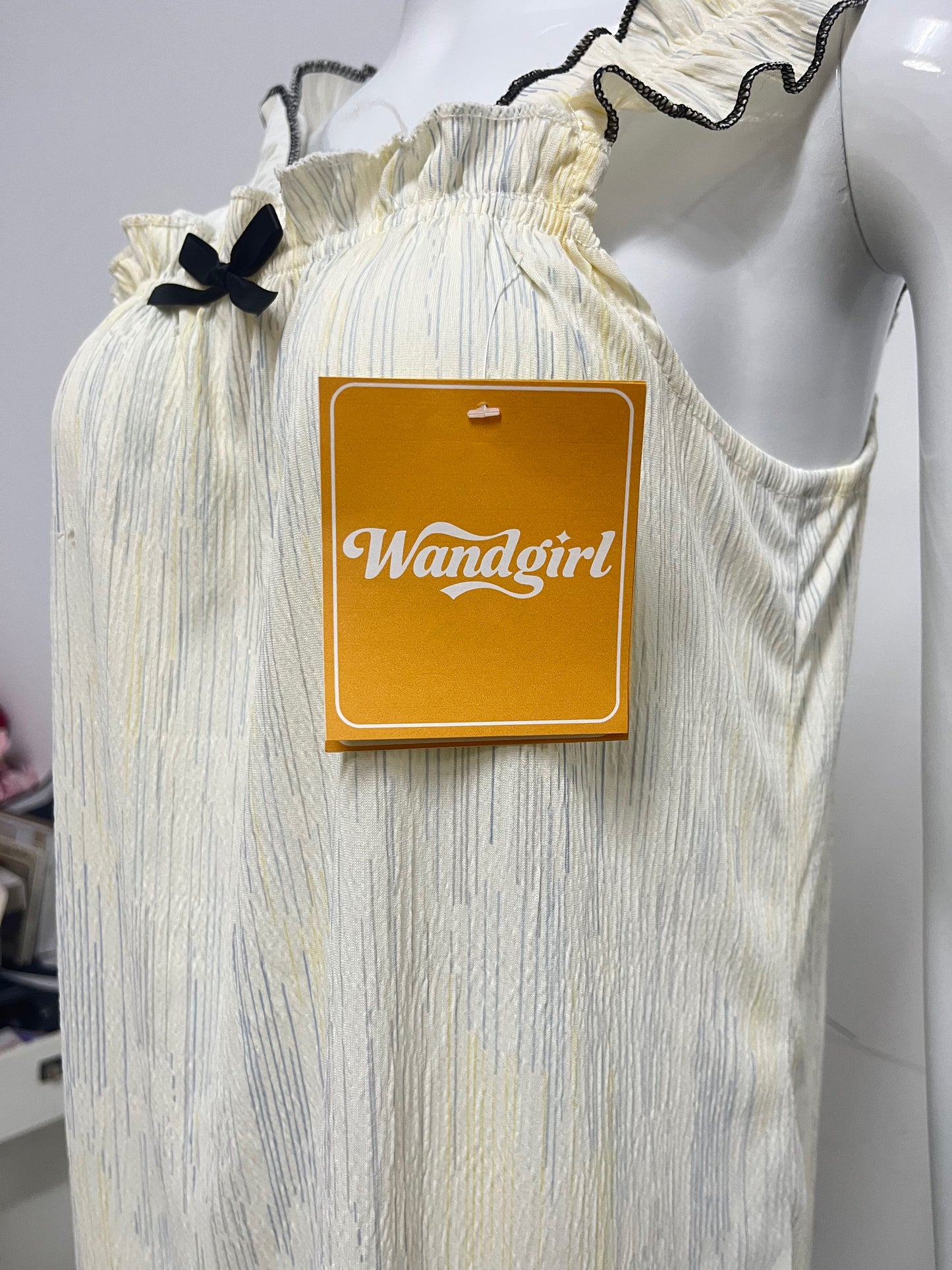 [Wandgirl Dresses]——Ruffle Strap Dresses - Textured Sweet Loungewear Dress