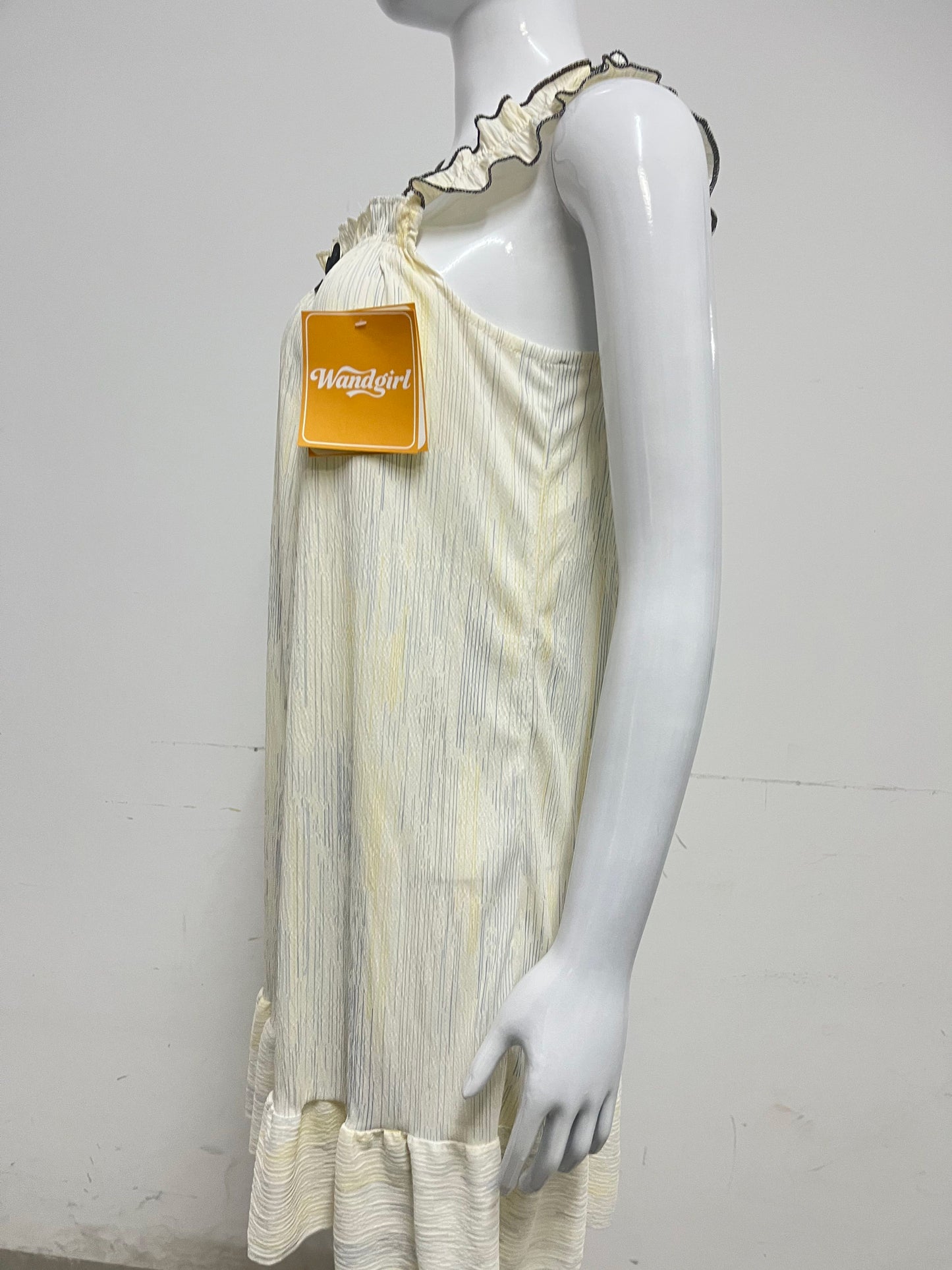 [Wandgirl Dresses]——Ruffle Strap Dresses - Textured Sweet Loungewear Dress
