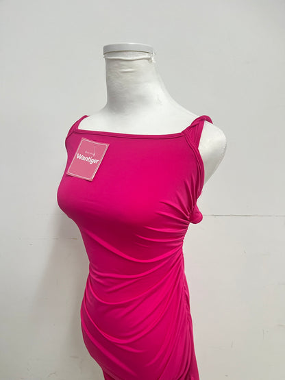 Wantiger Pink Ruched Slip Dress Sexy & Eye-Catching Comfortable & Skin-Friendly A Focal Choice for Summer Parties
