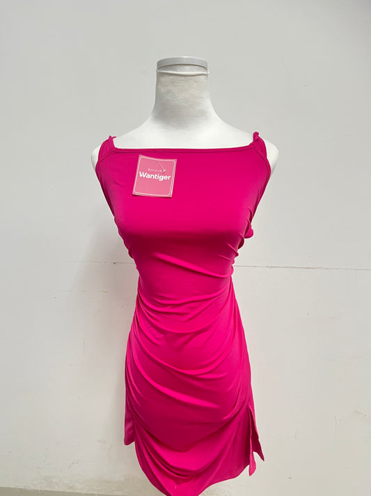 Wantiger Pink Ruched Slip Dress Sexy & Eye-Catching Comfortable & Skin-Friendly A Focal Choice for Summer Parties