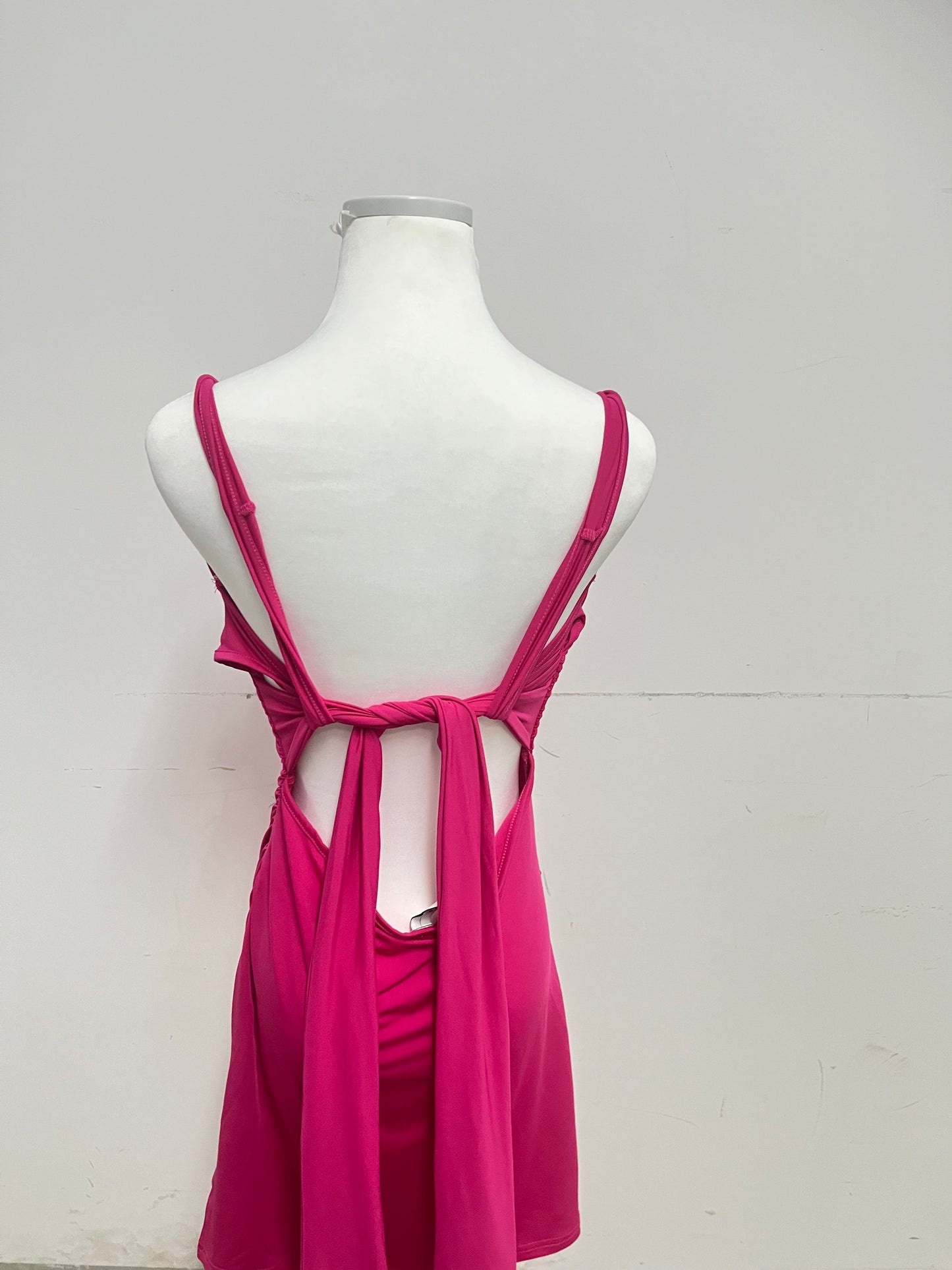 Wantiger Pink Ruched Slip Dress Sexy & Eye-Catching Comfortable & Skin-Friendly A Focal Choice for Summer Parties
