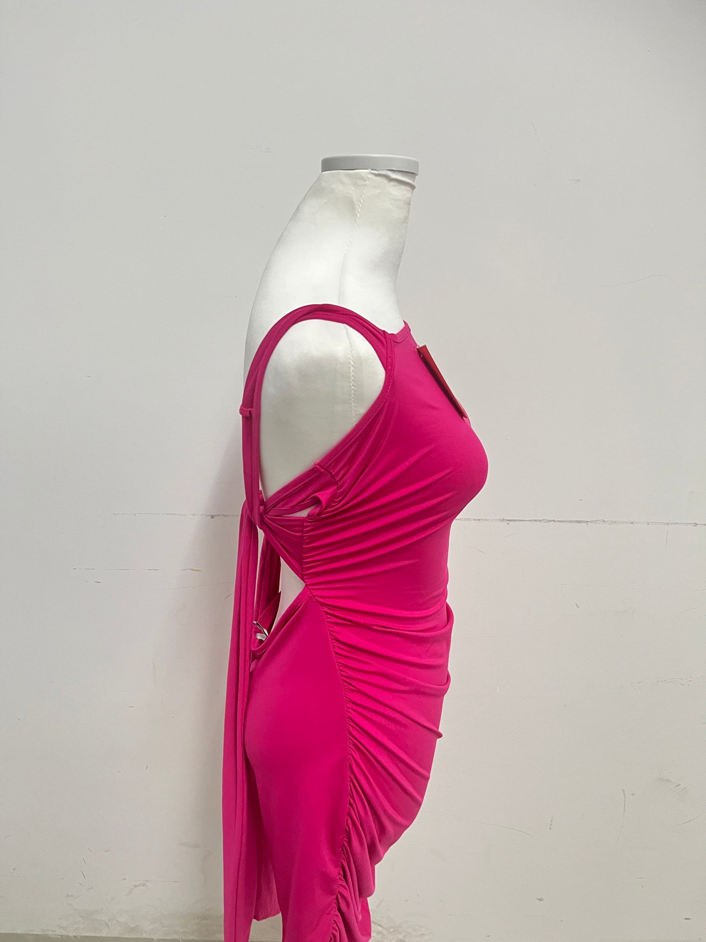 Wantiger Pink Ruched Slip Dress Sexy & Eye-Catching Comfortable & Skin-Friendly A Focal Choice for Summer Parties