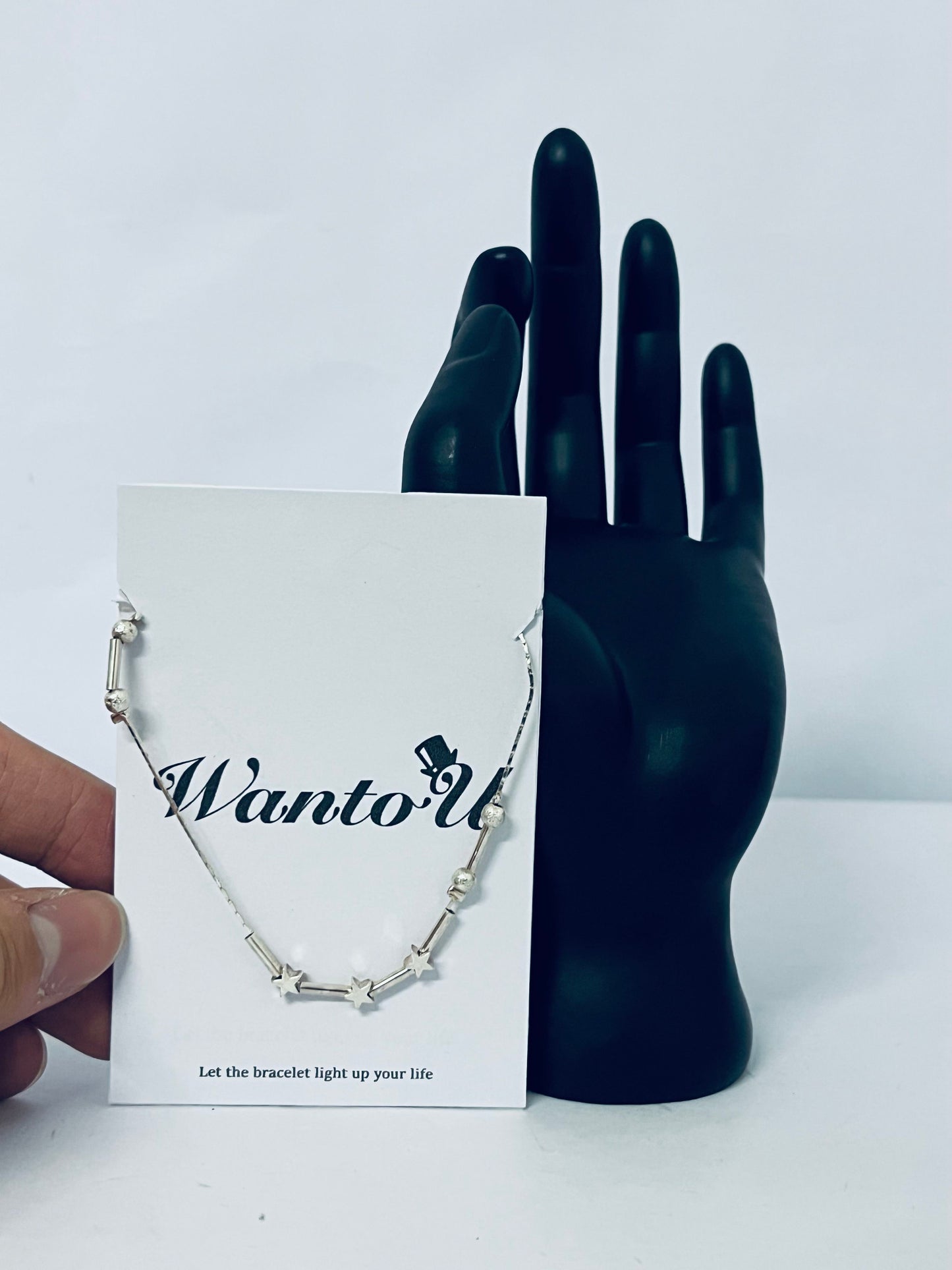 WantoU Little Twinkle Stars Charm Bracelet, Beaded Star, Minimal, Everyday, Link, Celestial Bracelet, Gift