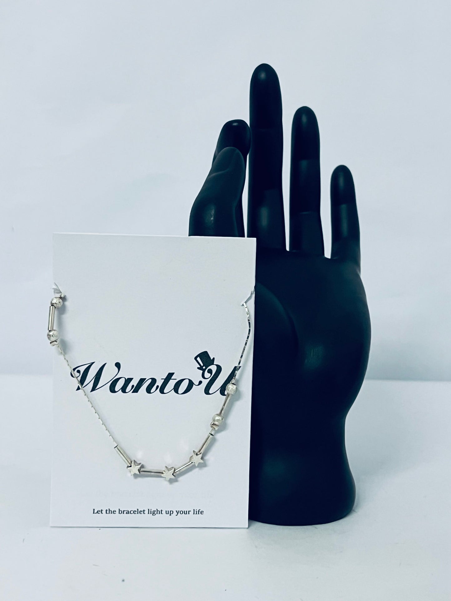 WantoU Little Twinkle Stars Charm Bracelet, Beaded Star, Minimal, Everyday, Link, Celestial Bracelet, Gift