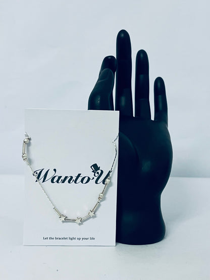 WantoU Little Twinkle Stars Charm Bracelet, Beaded Star, Minimal, Everyday, Link, Celestial Bracelet, Gift